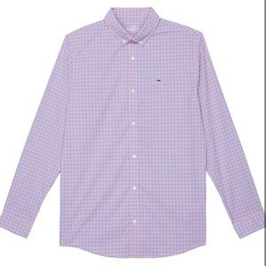 Vineyard Vines Kids' Gingham Button-Up Shirt in Papaya Passion